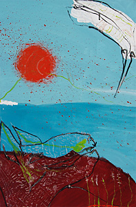 malerei mesaoo wrede, "hund und biene"