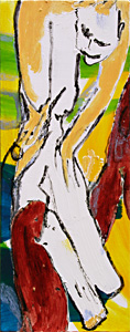 malerei von mesaoo wrede, "d&auml;monen f&uuml;ttern",  acryl auf leinwand, 20x50 cm, 2007