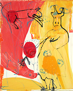 malerei von mesaoo wrede "fleischfressende pflanzen", acryl auf leinwand, 40x50 cm, 2006