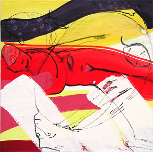 malerei von mesaoo wrede,"schabrackentapiere", pigmente/acryl auf leinwand, 30x30 cm, 2007