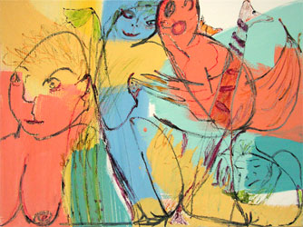 malerei von mesaoo wrede"zugeneigt", acryl auf leinwand, 60x80 cm, 2006